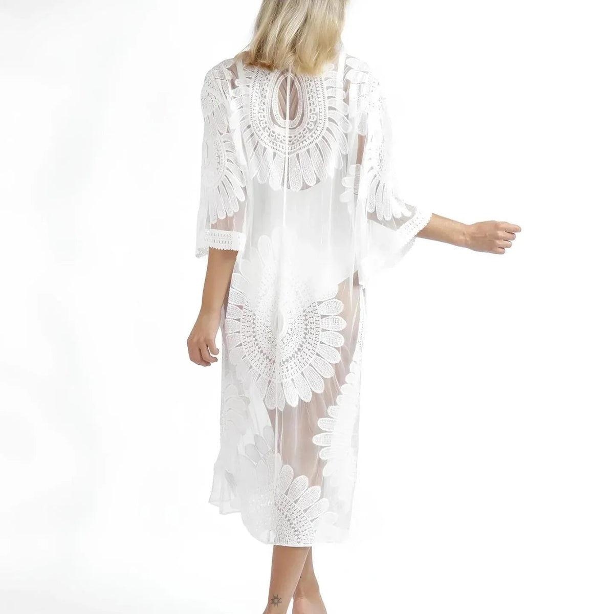 Copricostume Donna Admas 19789 - 0 Caftano in Maglia di Cotone Bianco - The King Luxury