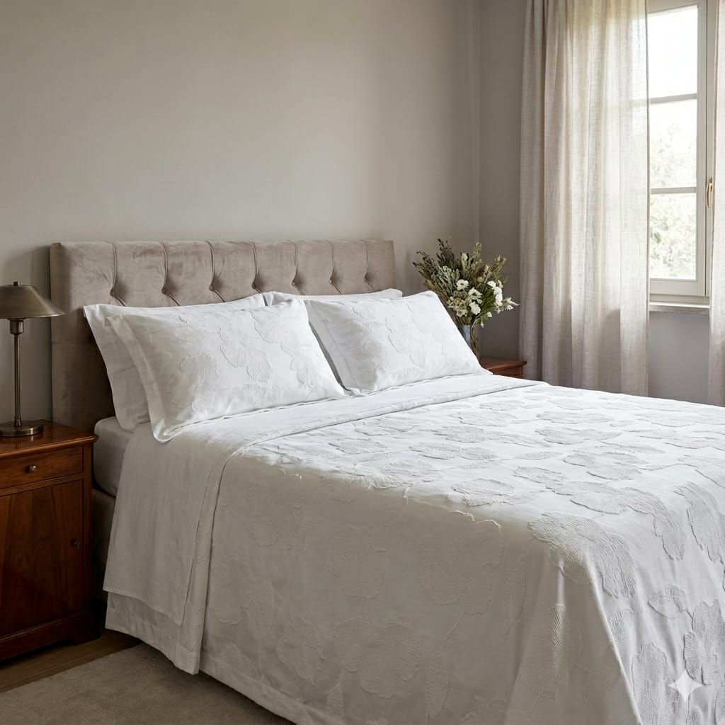 Copriletto Matrimoniale Alexander Tuscany Home Fiori – Jacquard 260x260 cm - The King Luxury