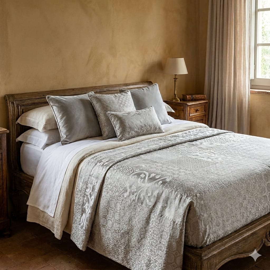 Copriletto Matrimoniale Alexander Tuscany Home Patchwork – Jacquard 260x260 cm - The King Luxury