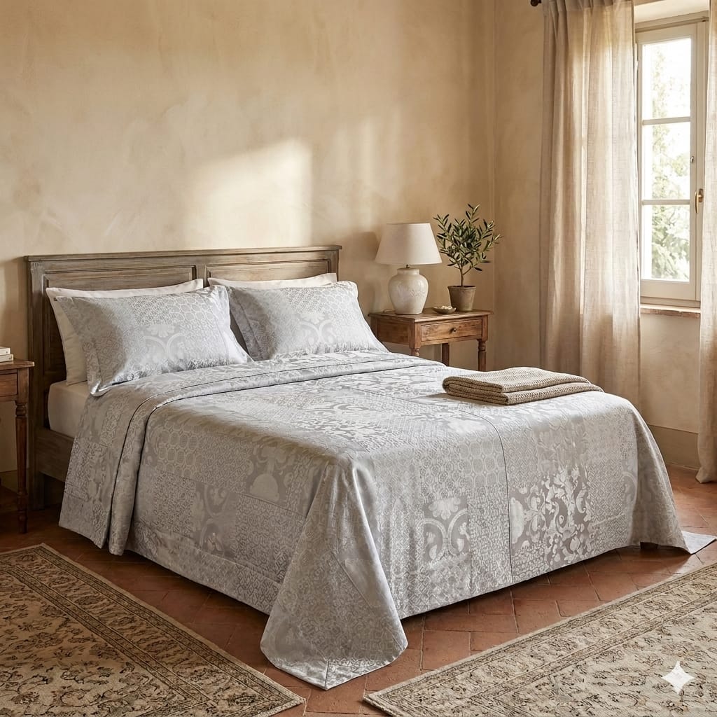 Copriletto Matrimoniale Alexander Tuscany Home Patchwork – Jacquard 260x260 cm - The King Luxury