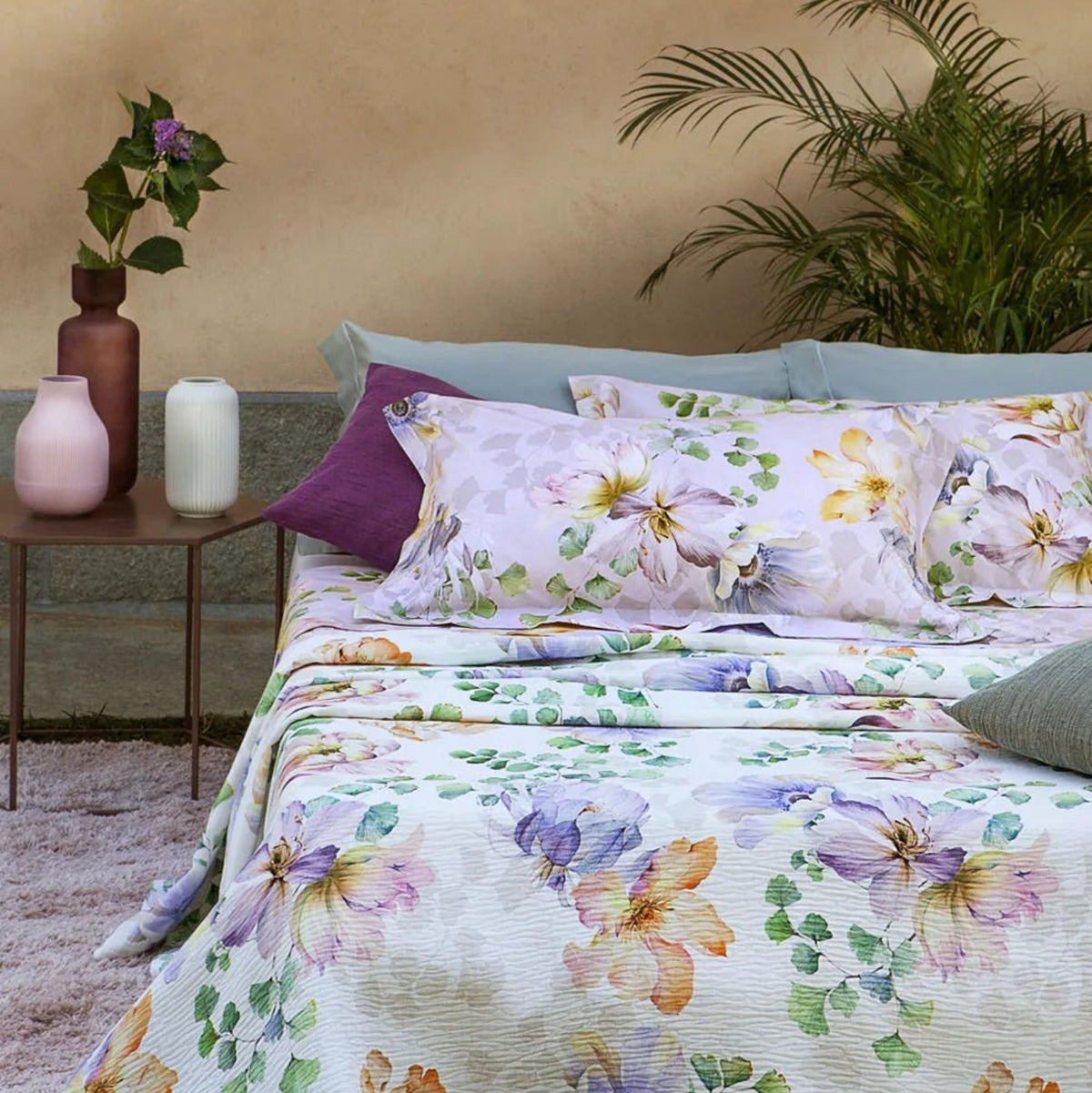 Copriletto Matrimoniale Amanda Fiore Tessitura Randi Jacquard - The King Luxury