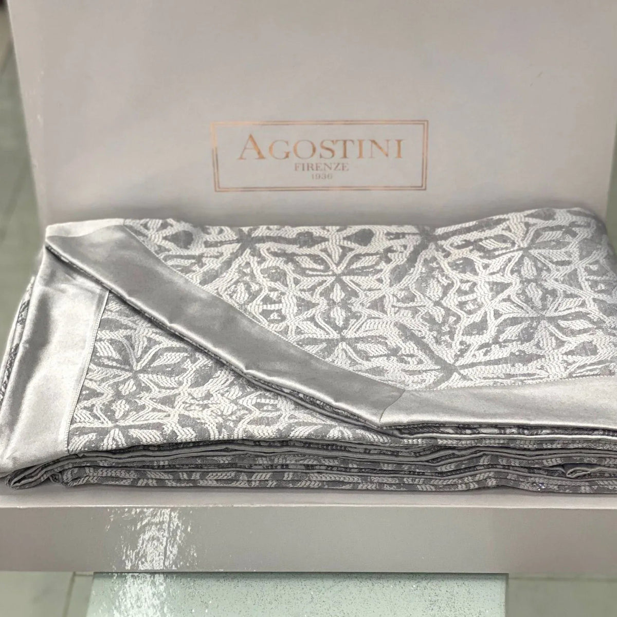 Copriletto Matrimoniale Asia Agostini 270x270 cm Argento - The King Luxury