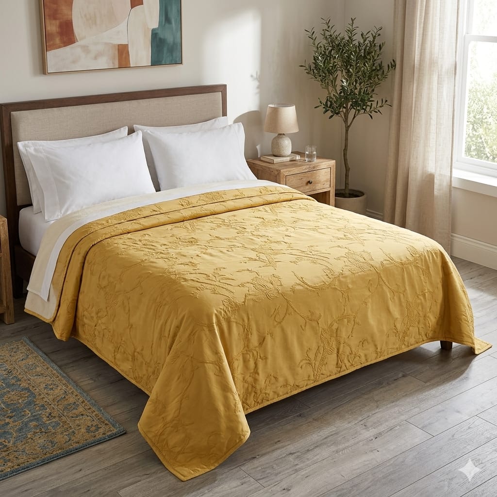 Copriletto Matrimoniale Fiore Tessitura Randi Stone Washed - The King Luxury
