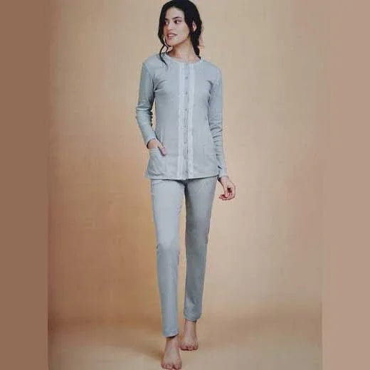 Pigiama Autunno/Inverno Donna Vilfram Interlock aperto 100% Cotone - The King Luxury
