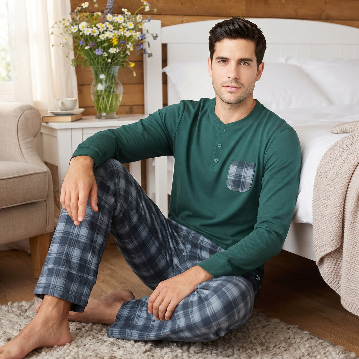 Pigiama Autunno/Inverno Uomo Karel SK1234PLU 50 100% CO - The King Luxury