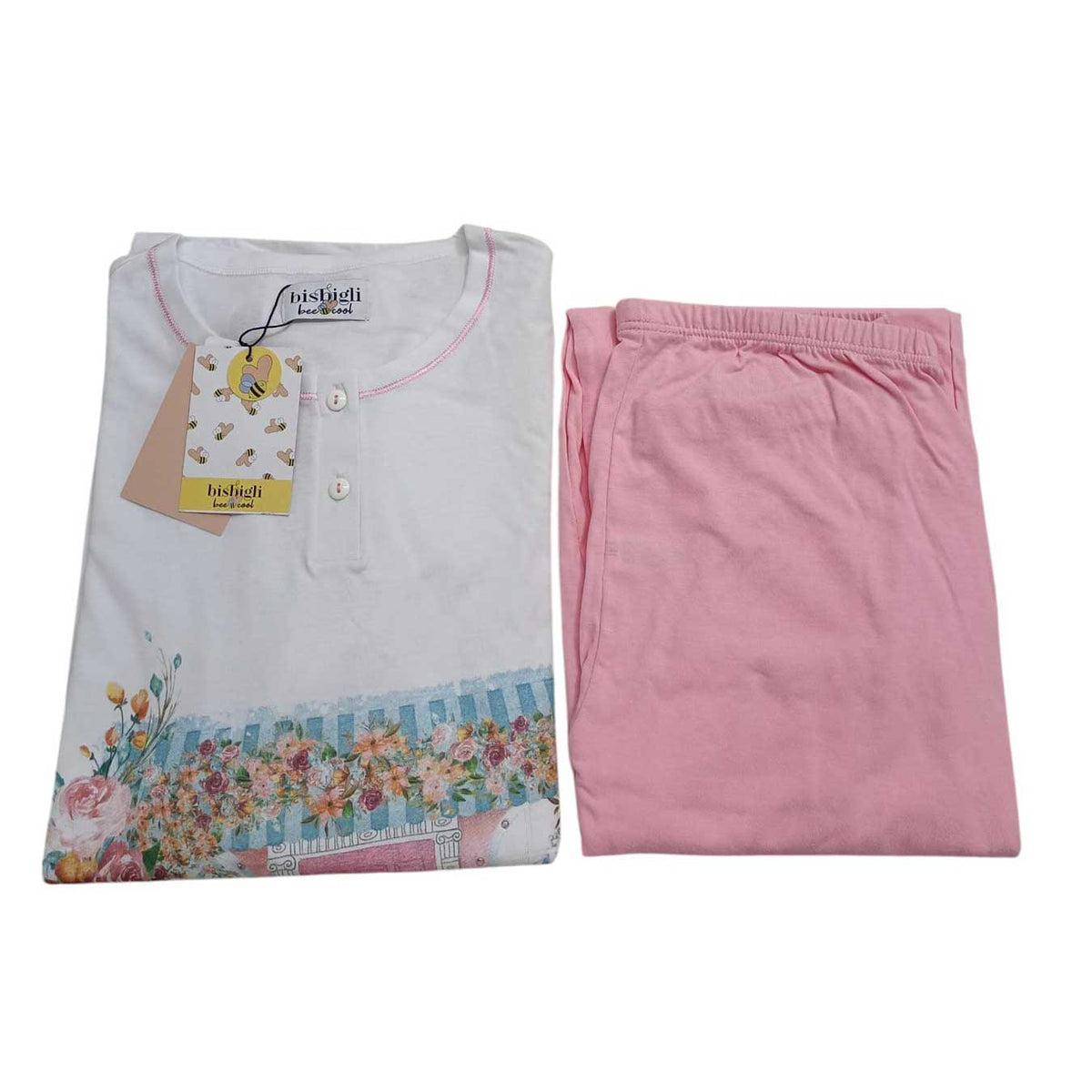 Pigiama Donna Autunno/Inverno Bisbigli BN171325 Bee Cool – Serafino Manica e Pantalone Lungo - The King Luxury