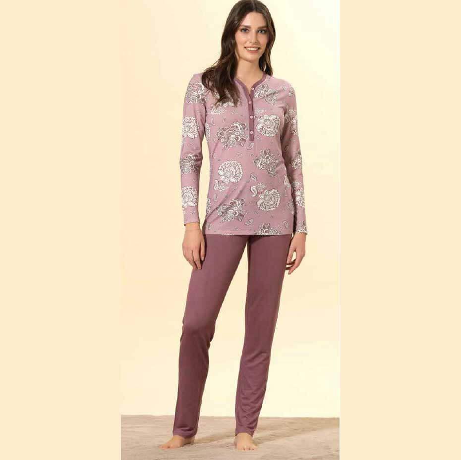 Pigiama Donna Autunno/Inverno Bisbigli BQ202068 – Serafino in Viscosa Stampata con Pantalone Fantasia - The King Luxury