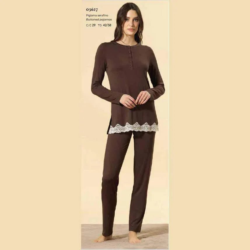 Pigiama Donna Autunno/Inverno Bisbigli BQ203627 – Serafino in Jersey Modal Manica e Pantalone Lungo - The King Luxury