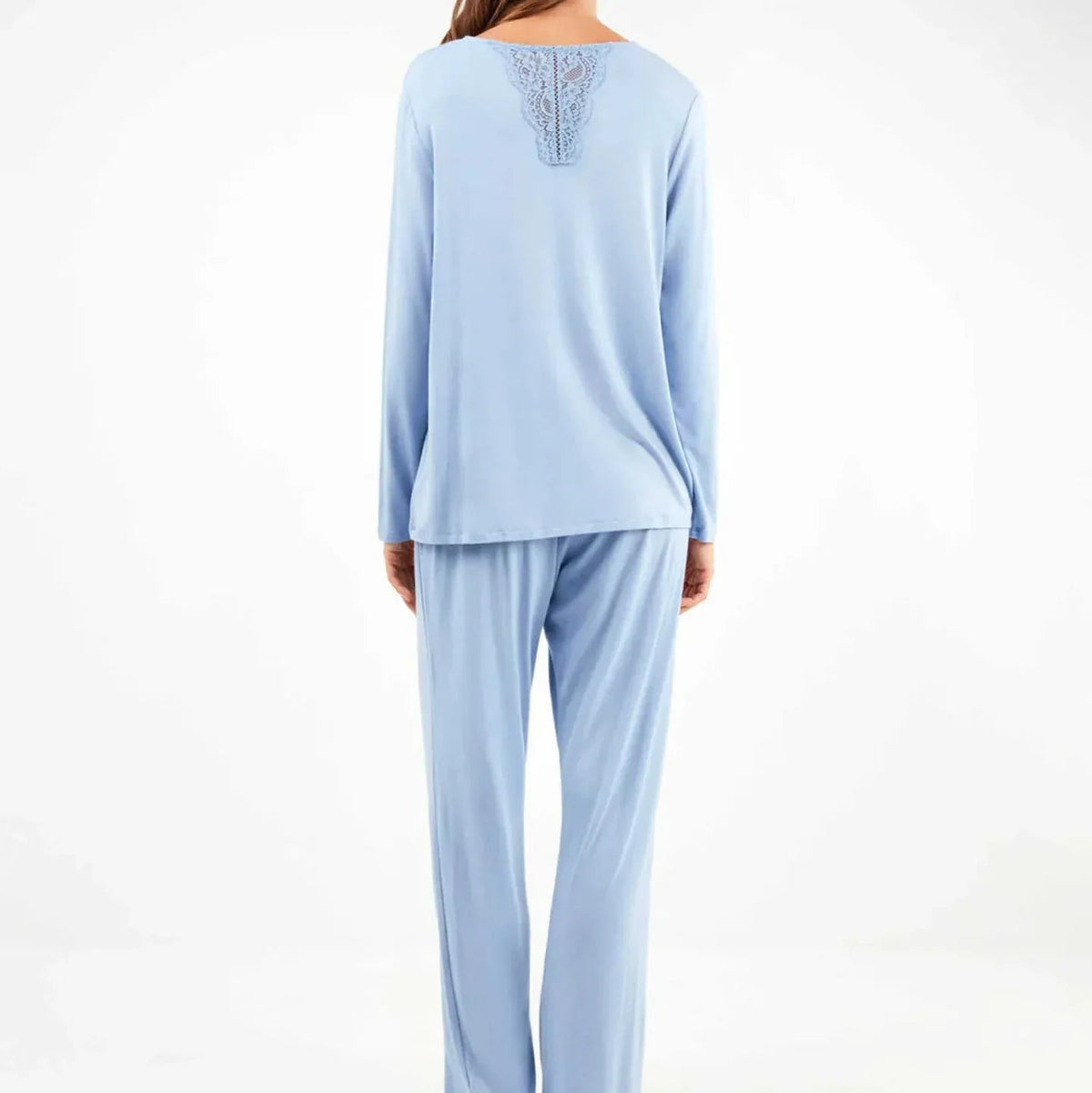 Pigiama Donna Autunno/Inverno Gisela 2/20318S – Monocromatico in Viscosa con Dettaglio Pizzo - The King Luxury