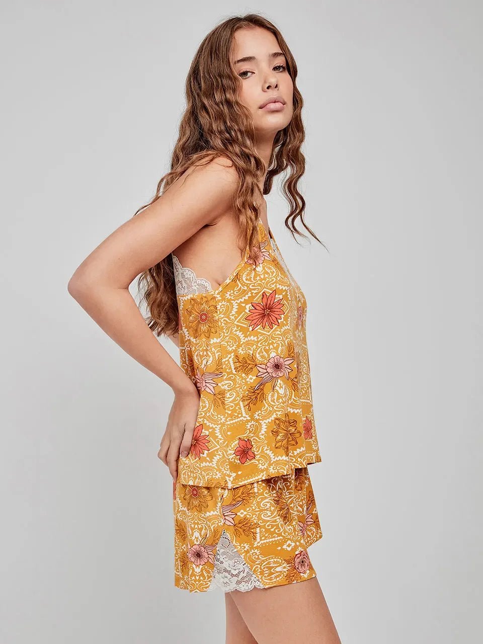 Pigiama Donna Gisela Primavera/Estate 2/20269S Corto con Pizzo Stampato - The King Luxury