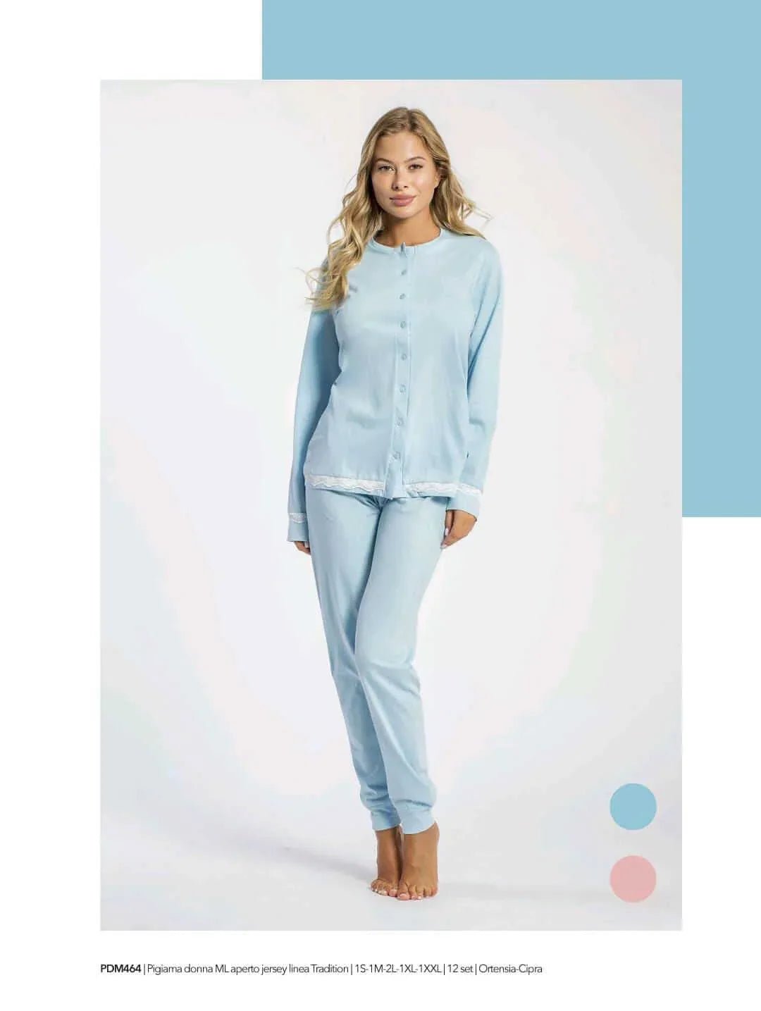 Pigiama Donna Primavera/Estate Milk and Honey – Jersey Linea Tradition Aperto Manica Lunga - The King Luxury