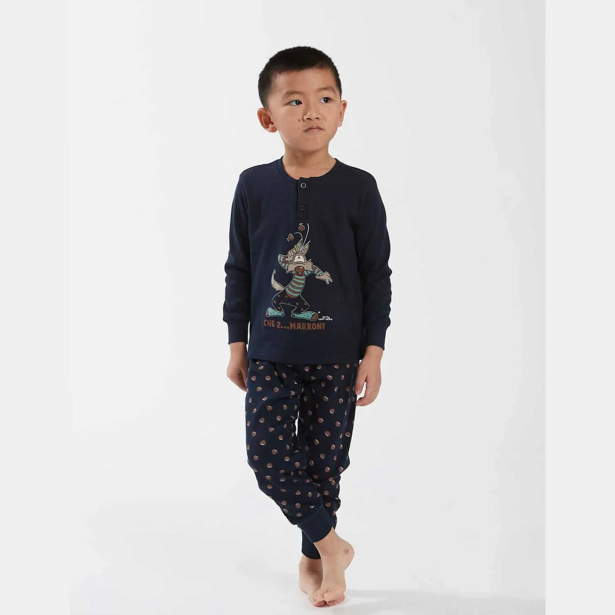Pigiama Primavera/Estate Bimbo Happy People Marroni 4 anni 100% Cotone - The King Luxury