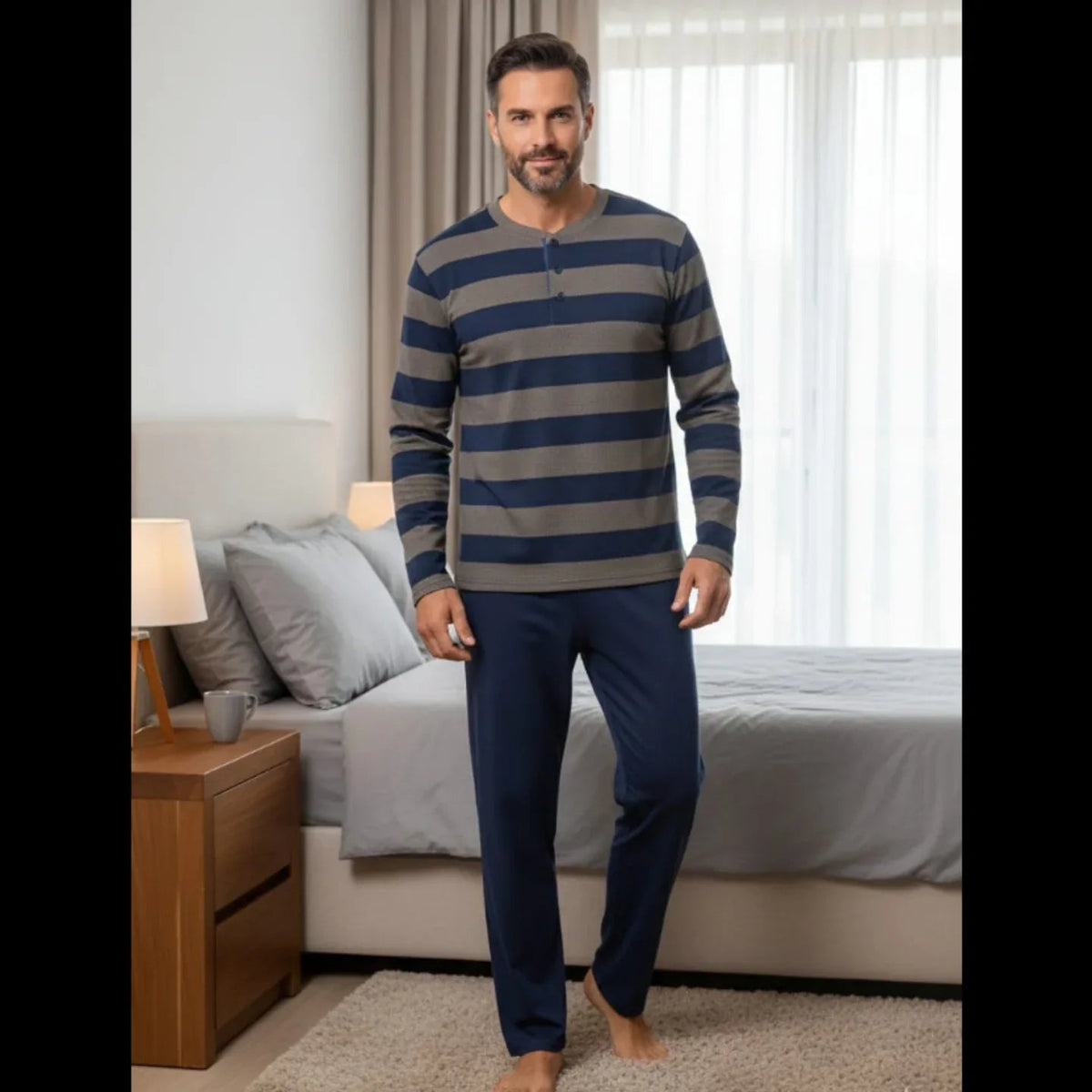 Pigiama Uomo Autunno/Inverno Karel KF3121PLU in Caldo Cotone Interlock - The King Luxury
