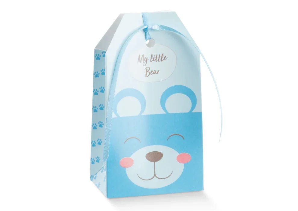 Scatolina Nascita Bimbo Busta Florentina Orsetto Pon Pon Azzurro - The King Luxury