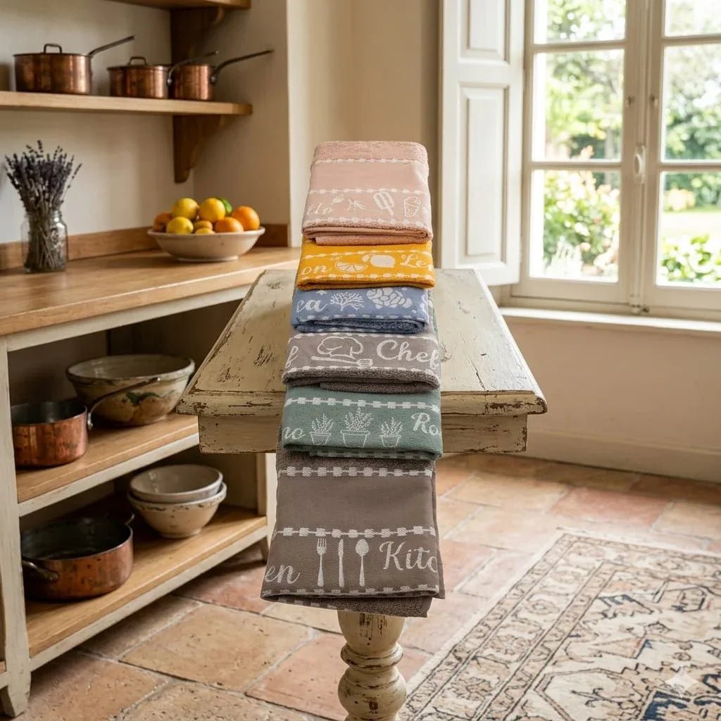 Set 6 Strofinacci da Cucina Jacquard Che Bontà in Spugna Assortiti - The King Luxury
