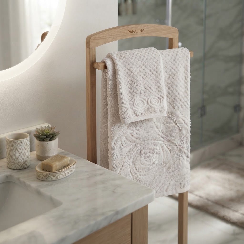 Set Asciugamani 1+1 Papalina Doria in Spugna Jacquard 100% Cotone - The King Luxury