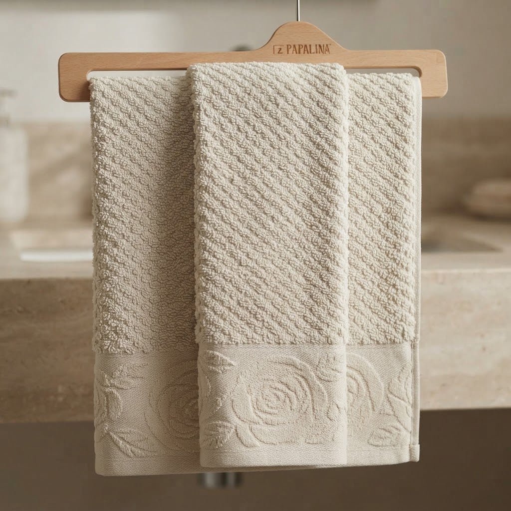 Set Asciugamani 1+1 Papalina Doria in Spugna Jacquard 100% Cotone - The King Luxury