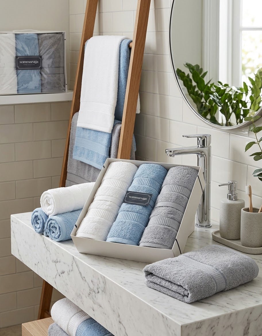 Set Asciugamani 3+3 Sommaruga BA10061D3 Spugna di Cotone - The King Luxury