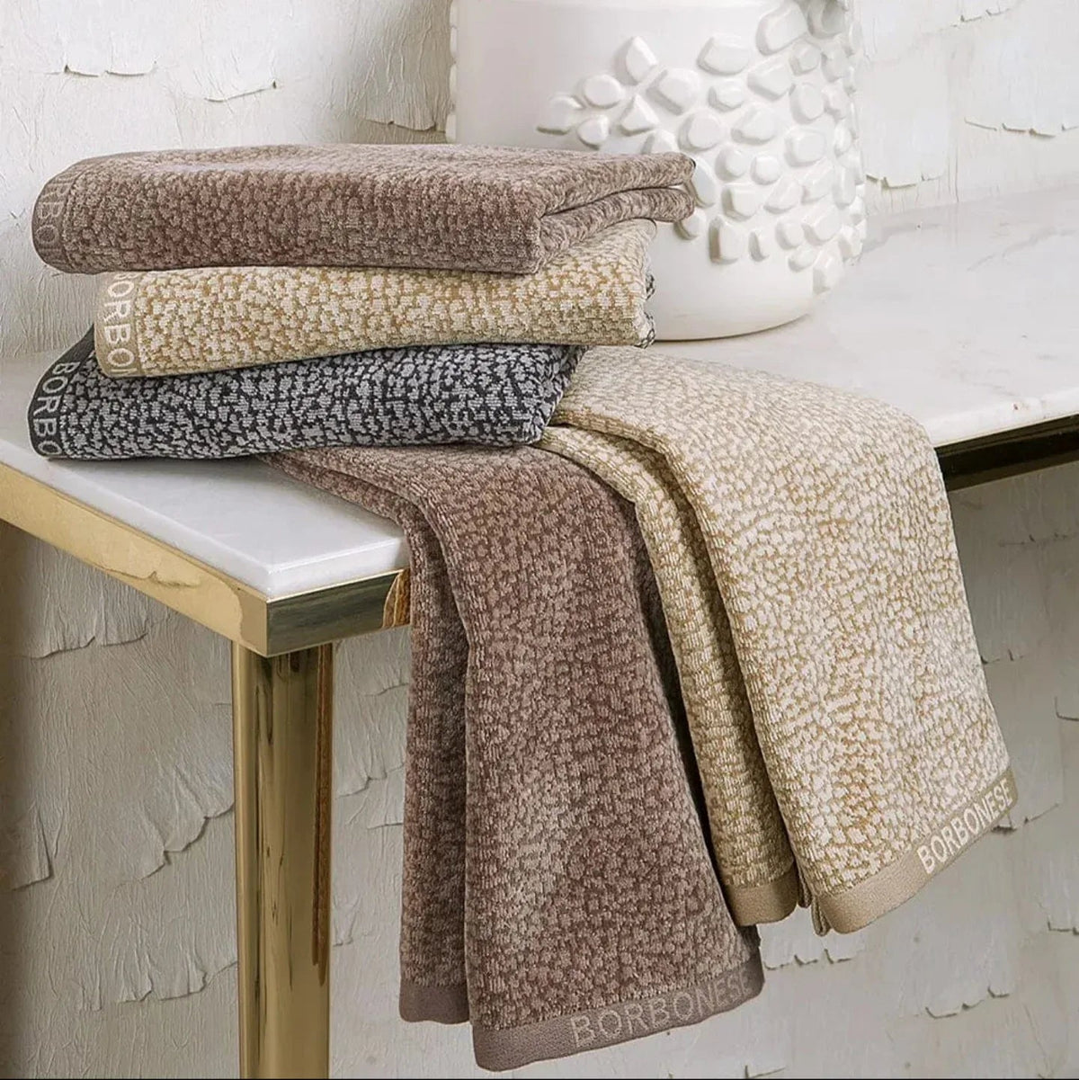 Set Asciugamani Borbonese Twist Op Spugna di Cotone - The King Luxury