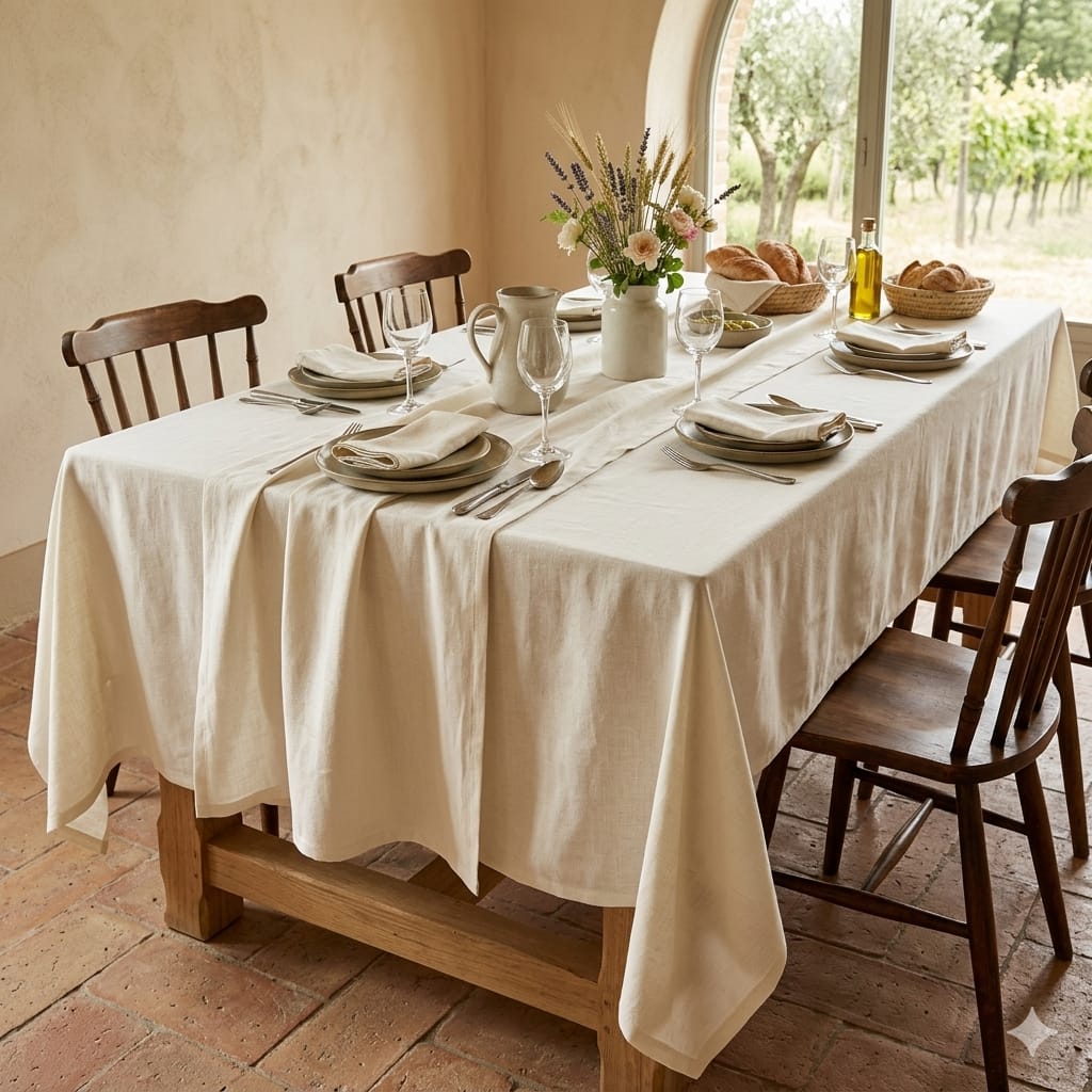 Tovaglia da Tavola Antica Tessitura Italiana Sempre Pulita X12 Poliestere - The King Luxury