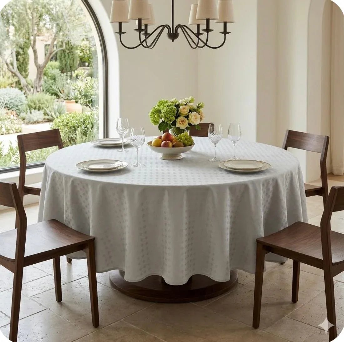 Tovaglia da Tavola Rotonda X8 Maestri Cotonieri Damina in Cotone Ø 180 cm - The King Luxury