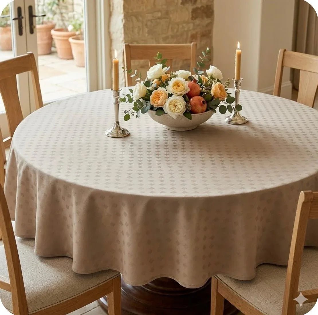 Tovaglia da Tavola Rotonda X8 Maestri Cotonieri Damina in Cotone Ø 180 cm - The King Luxury