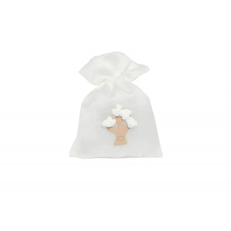 10 Pezzi Sacchetto Matrimonio Harmony lucido con albero Cotone - The King Luxury