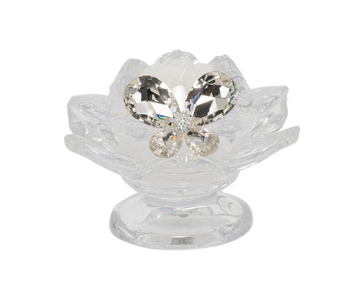 2 Pezzi Matrimonio Harmony Porta candela fiore di loto Cristallo - The King Luxury