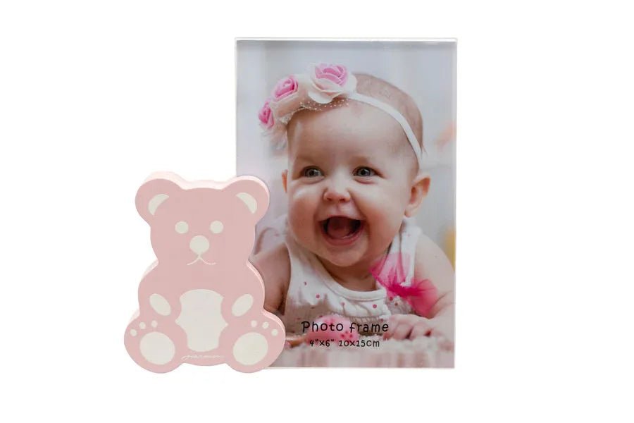 3 Pezzi Orsetta legno portafoto rosa Nascita Bimba - The King Luxury
