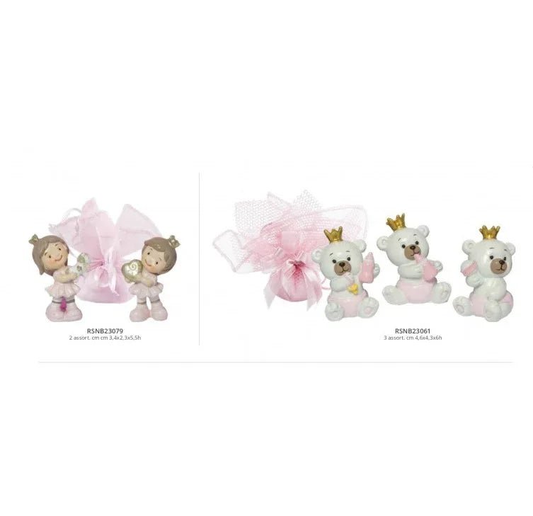 5 Pezzi Orsetto 3d Resina Nascita Bimba Harmony - The King Luxury