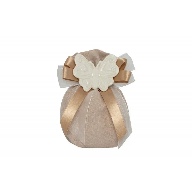 5 pezzi Sacchetto Matrimonio Harmony con farfalla Porcellana - The King Luxury