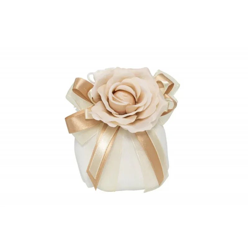 8 Pezzi Sacchetto Matrimonio Harmony Con rosa tortora Cotone - The King Luxury
