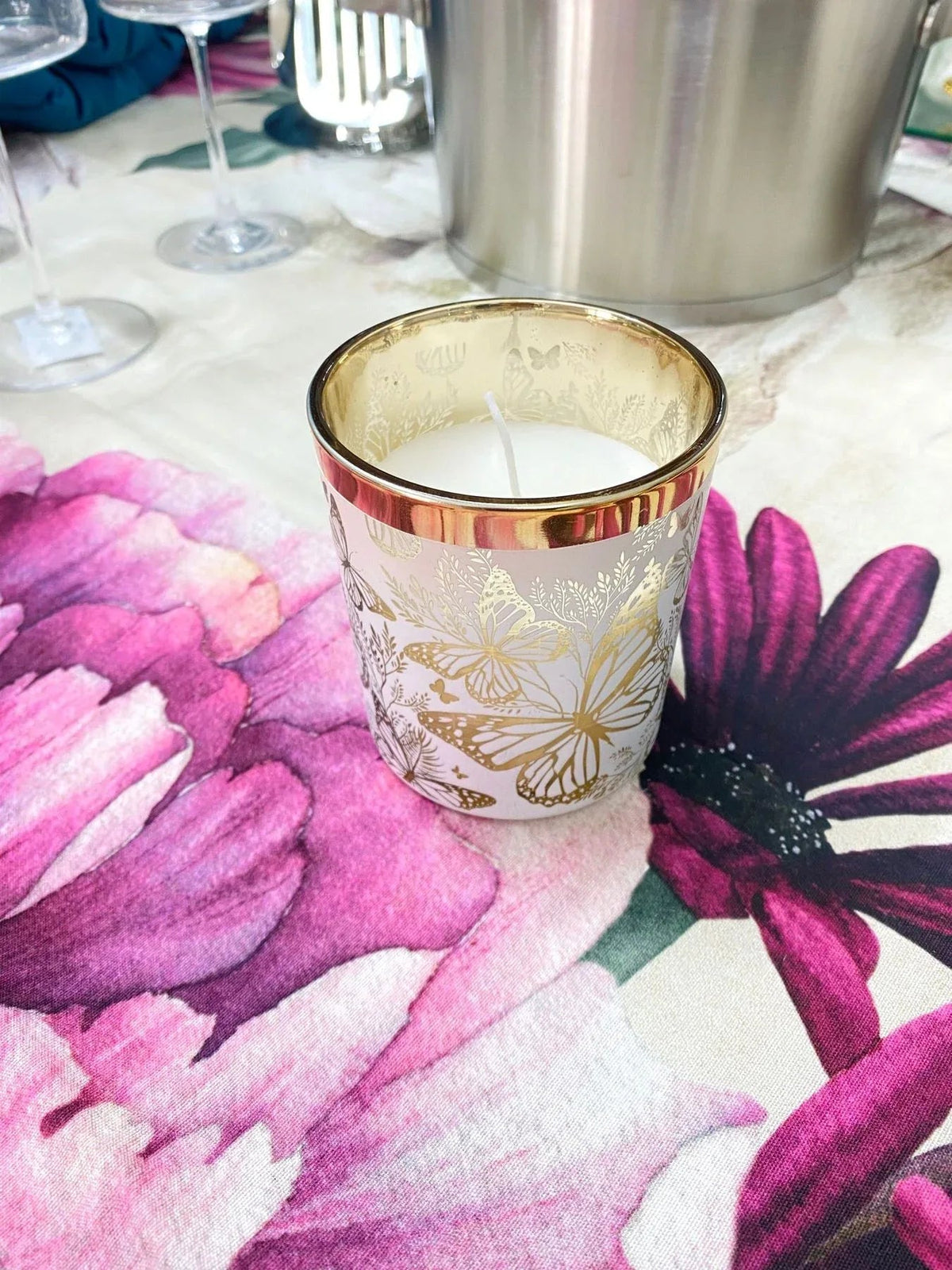 Candela Vetro Profumata Farfalle Oro Special Gifts - The King Luxury