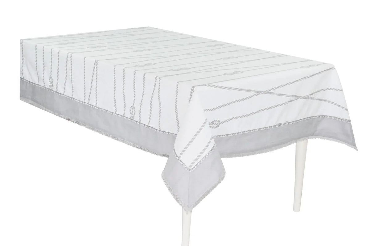 Tovaglia da Tavola 12 Posti 140x240 cm Cotone Lino – Preziosa Zante con Passamaneria Artigianale - The King Luxury